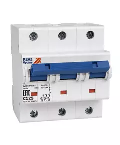 Выключатель автоматический модульный 3п D 80А 20кА OptiDin BM125-3D80-14ln-УХЛ3 КЭАЗ 138602