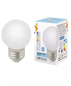 Лампа светодиодная LED-G45-1W/6000K/E27/FR/С 1Вт шар матовая 6000К холод. бел. E27 декоративная (упак. картон) Volpe UL-00005806