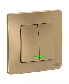 Выключатель 2-кл. СП Blanca 10А IP20 (сх. 5) 250В с подсветкой титан SE BLNVS010514