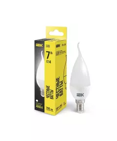 Лампа светодиодная Eco 7Вт CB35 свеча на ветру 4000К нейтр. бел. E14 230В IEK LLE-CB35-7-230-40-E14