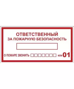 Наклейка "Ответственный за пожарную безопасность" B03 100х200мм PROxima EKF an-4-05