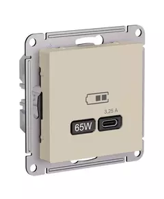 Розетка USB AtlasDesign тип C 65Вт высокоскор. ЗУ QC PD механизм песочн. SE ATN001227