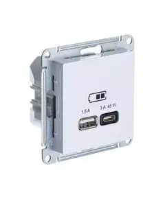 Розетка USB AtlasDesign тип A+C 45Вт высокоскор. ЗУ QC PD механизм лотос SE ATN001329