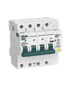 Выключатель автоматический дифференциального тока (АВДТ) 3P+N 32А 30мА AC х-ка C ДИФ-103 6кА DEKraft 16404DEK