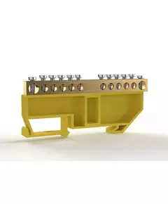 Шина PE "земля" на DIN-изоляторе 6х9мм 12 отвер. латунь TOKOV ELECTRIC TKE-BCB-69-12-DIN/PE