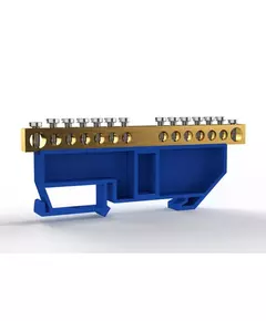 Шина нулевая на DIN-изоляторе 6х9мм 14 отвер. латунь TOKOV ELECTRIC TKE-BCB-69-14-DIN/N