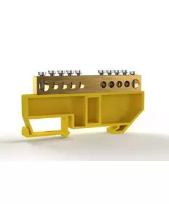 Шина PE "земля" на DIN-изоляторе 8х12мм 10 отвер. латунь TOKOV ELECTRIC TKE-BCB-812-10-DIN/PE