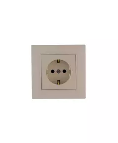 Розетка 1-м Karea RIZZ с заземл. керамика крем Makel 88010008