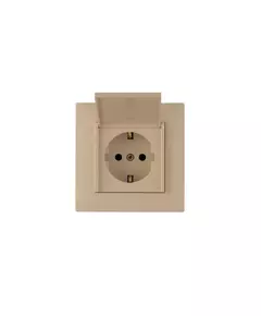 Розетка 1-м с крышкой Karea RIZZ с заземл. крем Makel 88010029