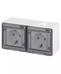 Розетка Эксперт 11-2504-01 2х2P+E гориз. IP55 шторки 16А-250В ОУ бел. Эра Б0063262