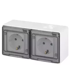 Розетка Эксперт 11-2503-01 2х2P+E гориз. IP55 16А-250В ОУ бел. Эра Б0063264
