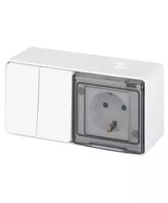 Блок розетка с выключателем Эксперт 11-7502-01 двойн. IP55 16A(10AX)-250В ОУ белый Эра Б0063270