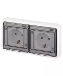 Розетка Эксперт 11-2523-01 2х2P+E гориз. IP55 16А-250В СУ бел. Эра Б0063276