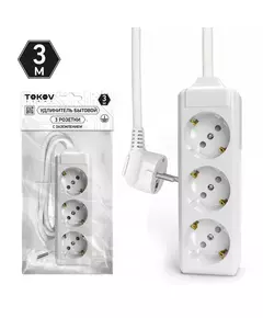 Удлинитель 3х3м с заземл. 10А 3х1.5 TOKOV LIGHT TKL-C01-BU3-3-1.5-Z