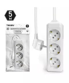 Удлинитель 3х5м с заземл. 10А 3х1.5 TOKOV LIGHT TKL-C01-BU3-5-1.5-Z