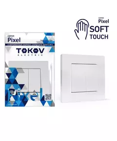 Выключатель 2-кл. СП Pixel 10А IP20 в сборе айс TOKOV ELECTRIC TKE-PX-V2F-C34