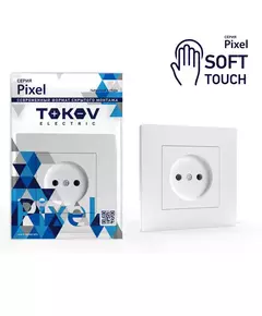 Розетка 1-м СП Pixel 16А IP20 без заземл. в сборе айс TOKOV ELECTRIC TKE-PX-R1F-C34