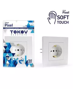Розетка 1-м СП Pixel 16А IP20 с заземл. защ. шторки в сборе айс TOKOV ELECTRIC TKE-PX-R1FZSF-C34