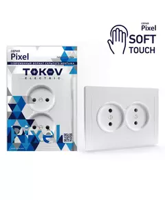 Розетка 2-м СП Pixel 16А IP20 без заземл. в сборе айс TOKOV ELECTRIC TKE-PX-R2F-C34