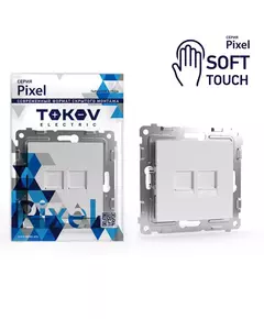 Розетка компьютерная 2-м СП Pixel RJ45 кат.5E механизм айс TOKOV ELECTRIC TKE-PX-RC2-C34