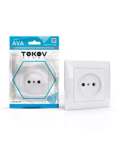 Розетка 1-м СП AVA 16А IP20 без заземл. без защ. шторок в сборе бел. TOKOV LIGHT TKL-AV-R1F-C01