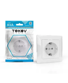 Розетка 1-м СП AVA 16А IP20 с заземл. защ. шторки в сборе бел. TOKOV LIGHT TKL-AV-R1FZSF-C01