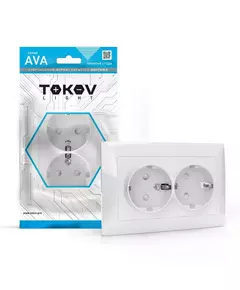 Розетка 2-м СП AVA 16А IP20 с заземл. защ. шторки в сборе бел. TOKOV LIGHT TKL-AV-R2FZSF-C01