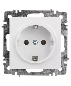 Розетка 1-м СП Accent 6-202-01 16А IP20 250В 2P+E Schuko AL/CU бел. Intro Б0063678