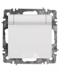 Розетка 1-м СП Accent 6-203-01 16А IP20 250В 2P+E Schuko с крышкой AL/CU бел. Intro Б0063709
