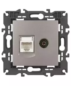 Розетка компьютерная + телевизионная Elegance 14-3110-16 RJ45+TV титан Эра Б0065768