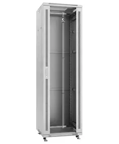 Шкаф монтажный телекоммуникационный напольный SH-05C-42U60/80 19дюйм 42U 600х800х2055мм для распределит. и серверн. оборудования передн. стеклян. и задн. сплошн. метал. двери ручка с замком сер. Cabeus 7052c