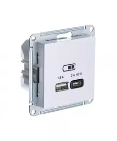 Розетка USB AtlasDesign тип A+C 45Вт QC PD высокоскор. ЗУ механизм жемчуж. SE ATN000429