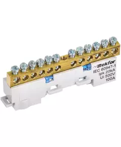 Шина нулевая N неизол. на универс. держ. 6х9-12-С TEKFOR IEK TF-NN10-12-DL-K07