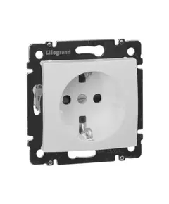 Механизм розетки 1-м СП Valena 16А IP21 230/250В 2P+E с заземл. защ. шторки на винтах бел. Leg 774421