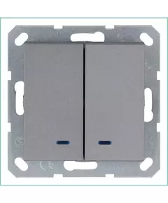Выключатель 2-кл. 10А IP20 с подсветкой механизм алюм. Jasmart G3023NS
