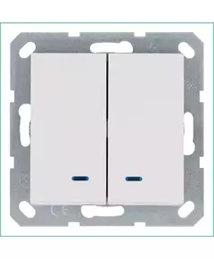 Выключатель 2-кл. 10А IP20 с подсветкой механизм бел. глянцевый Jasmart G3023NW