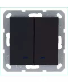 Выключатель 2-кл. 10А IP20 с подсветкой механизм черн. матовый soft touch Jasmart G3023NPB