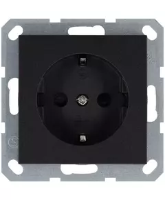 Розетка 1-м Shuko 16А IP20 с заземл. защ. шторки механизм антрацит Jasmart G5501B