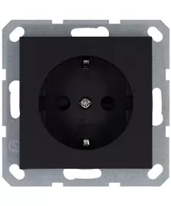 Розетка 1-м Shuko 16А IP20 с заземл. защ. шторки механизм черн. матов. soft touch Jasmart G5501PB