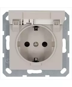 Розетка 1-м Shuko 16А IP20 с заземл. защ. шторки с крышкой механизм тауп Jasmart G5505T