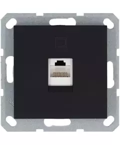 Розетка компьютерная 1-м RJ45 IP20 кат. 5E механизм черн. матов. soft touch Jasmart G6105PB