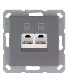 Розетка компьютерная 2-м RJ45 IP20 кат. 5E механизм алюм. Jasmart G6106S