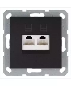 Розетка компьютерная 2-м RJ45 IP20 кат. 5E механизм антрацит Jasmart G6106B