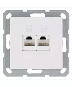 Розетка компьютерная 2-м RJ45 IP20 кат. 5E механизм бел. глянцевый Jasmart G6106W