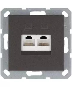 Розетка компьютерная 2-м RJ45 IP20 кат. 5E механизм мокко Jasmart G6106Z