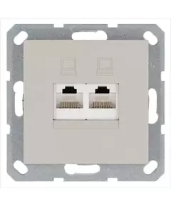 Розетка компьютерная 2-м RJ45 IP20 кат. 5E механизм тауп Jasmart G6106T