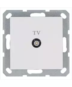 Розетка телевизионная оконечная TV Ф9.5мм механизм бел. глянцевый Jasmart G6001W