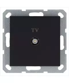 Розетка телевизионная оконечная TV Ф9.5мм механизм черн. матов. soft touch Jasmart G6001PB