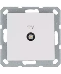 Розетка телевизионная проходная TV Ф9.5мм механизм бел. глянцевый Jasmart G6002W