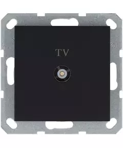 Розетка телевизионная проходная TV Ф9.5мм механизм черн. матов. soft touch Jasmart G6002PB